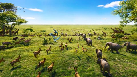 Am sechsten Tag spricht der Schöpfer und jede Art von Lebewesen in Seinem Denken erscheint, eines nach dem anderen