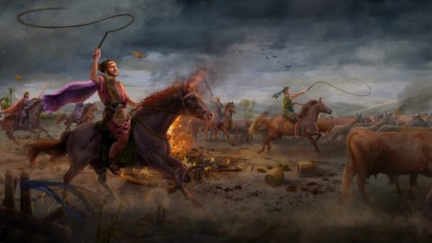 Satan versucht Hiob zum ersten Mal (Sein Viehbestand wird gestohlen und ein Unglück kommt über seine Kinder)