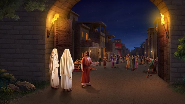 罗得接待两个天使