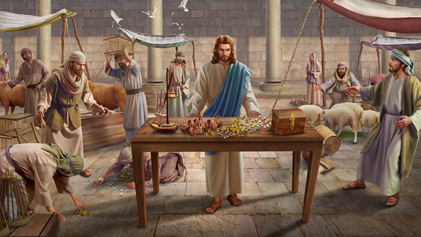 主耶稣洁净圣殿推翻桌子